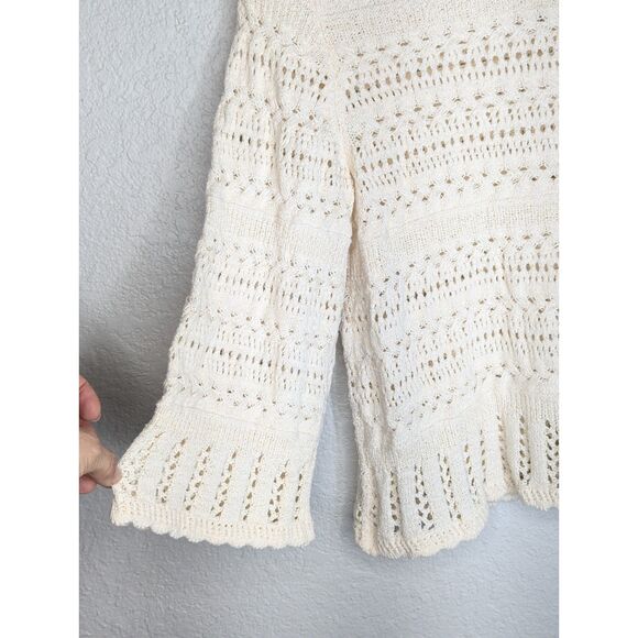 NWT Madewell Scalloped-Trim Sweater Tee Size S Sand Beige Crochet Boho Indie - Picture 6 of 13